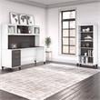 Pemberly Row 72W Desk with Hutch and Bookcase in White/Gray - Engineered Wood