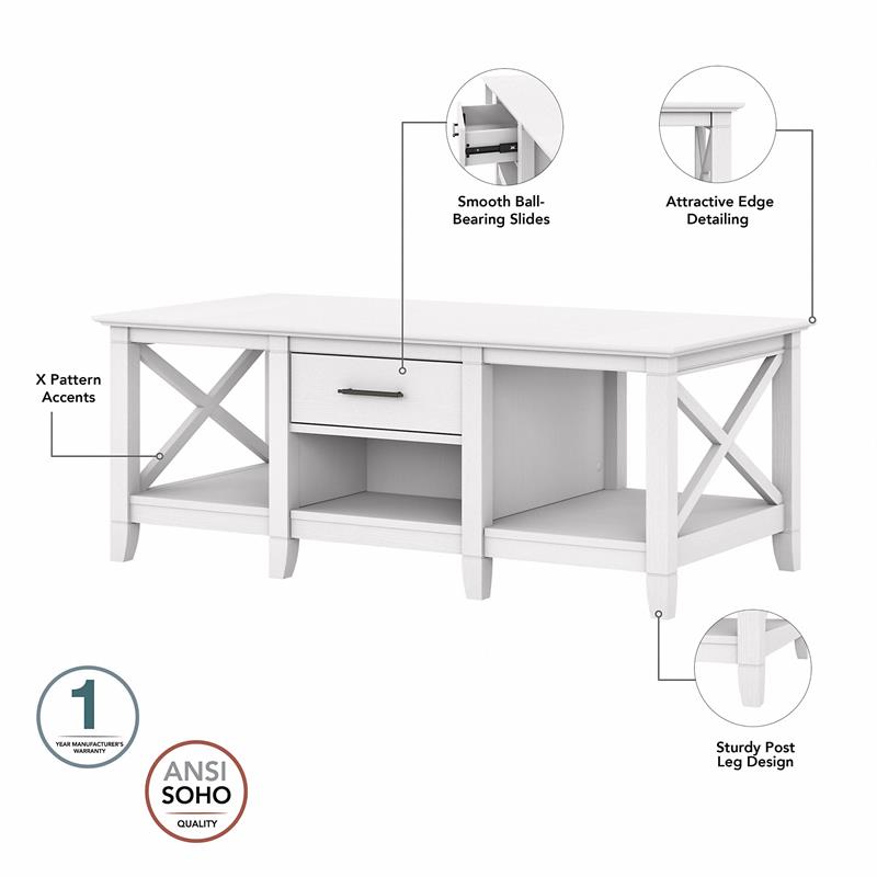 Pemberly Row Coffee Table with End Tables in Pure White Oak - Engineered Wood
