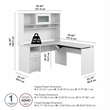 Pemberly Row 60W Sit to Stand L Desk with Hutch in White - Engineered Wood