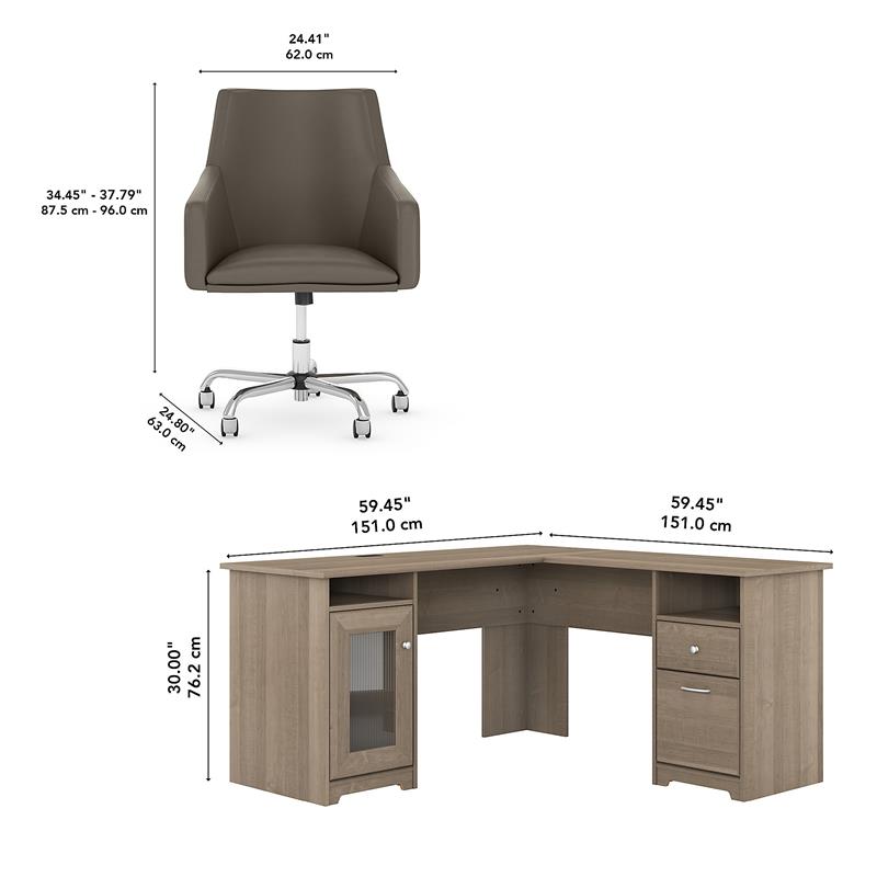 Pemberly Row Engineered Wood Computer Desk and Chair Set in Ash Gray