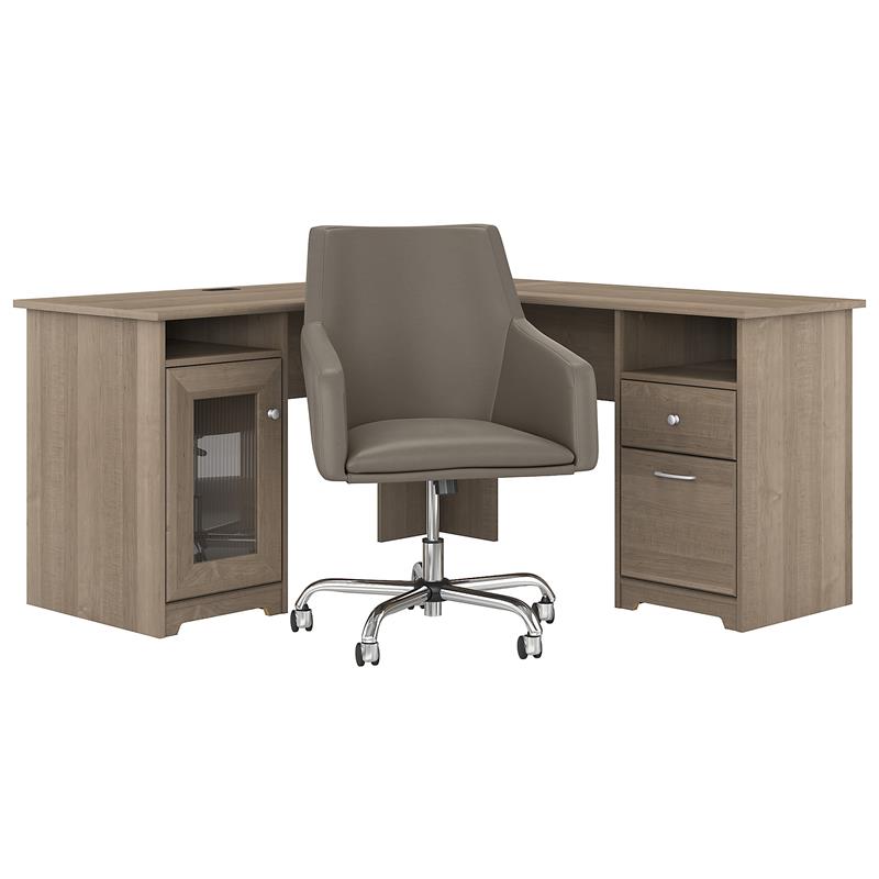 Pemberly Row Engineered Wood Computer Desk and Chair Set in Ash Gray