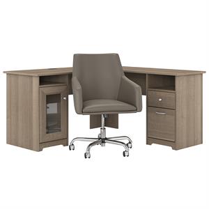 Pemberly Row Engineered Wood Computer Desk and Chair Set in Ash Gray