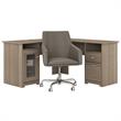 Pemberly Row Engineered Wood Computer Desk and Chair Set in Ash Gray