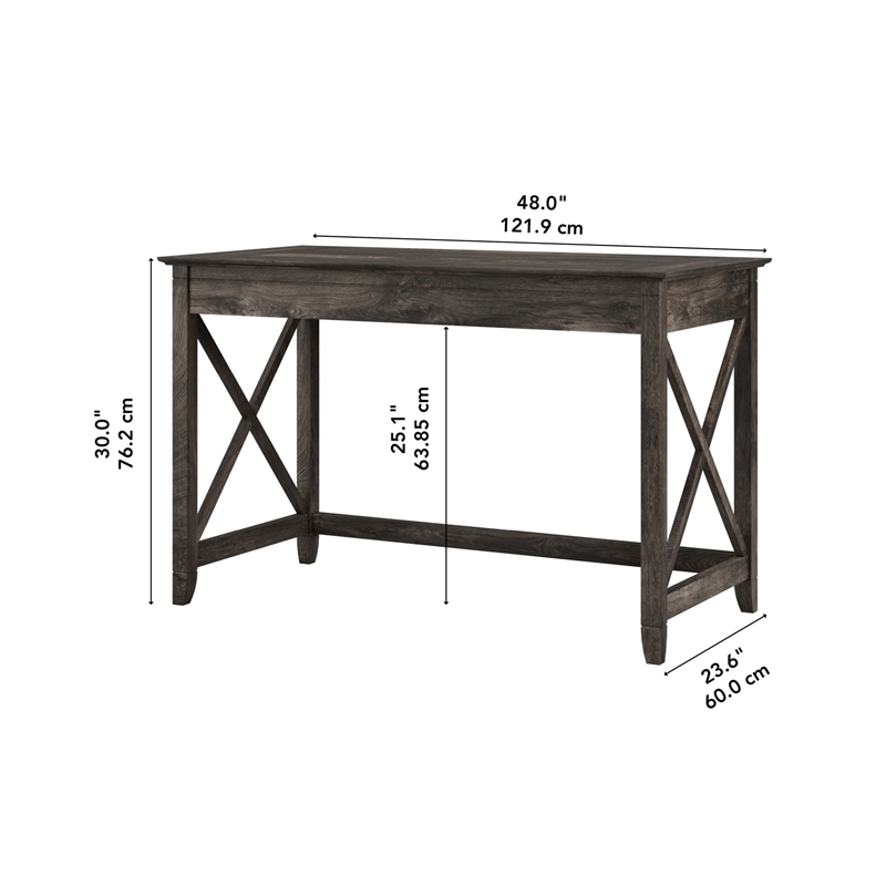 Pemberly Row 48W Writing Desk in Dark Gray Hickory - Engineered Wood