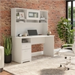 Pemberly Row 60W Computer Desk with Hutch in White - Engineered Wood