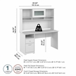 Pemberly Row 60W Computer Desk with Hutch in White - Engineered Wood