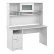 Pemberly Row 60W Computer Desk with Hutch in White - Engineered Wood