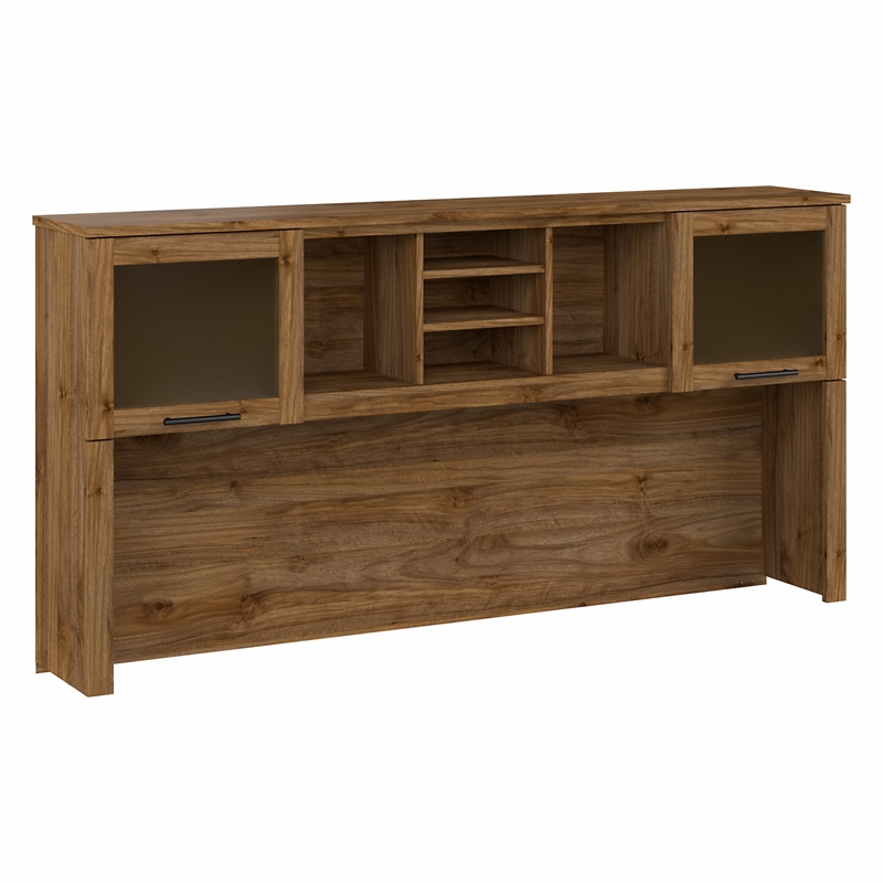 Pemberly Row 72W Desk Hutch in Fresh Walnut - Engineered Wood