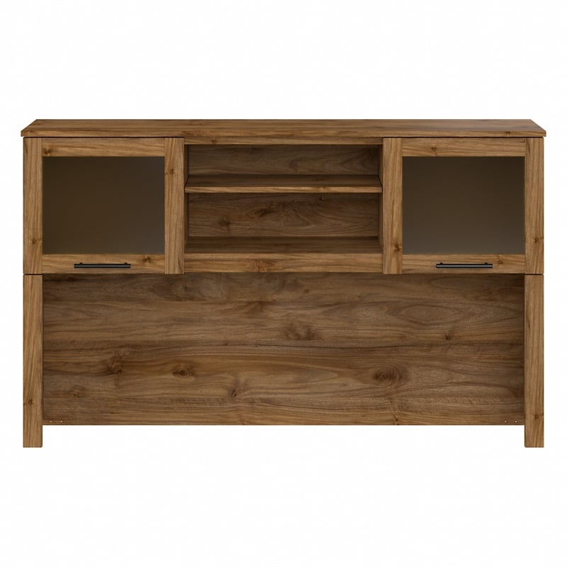 Pemberly Row 60W Desk Hutch in Fresh Walnut - Engineered Wood