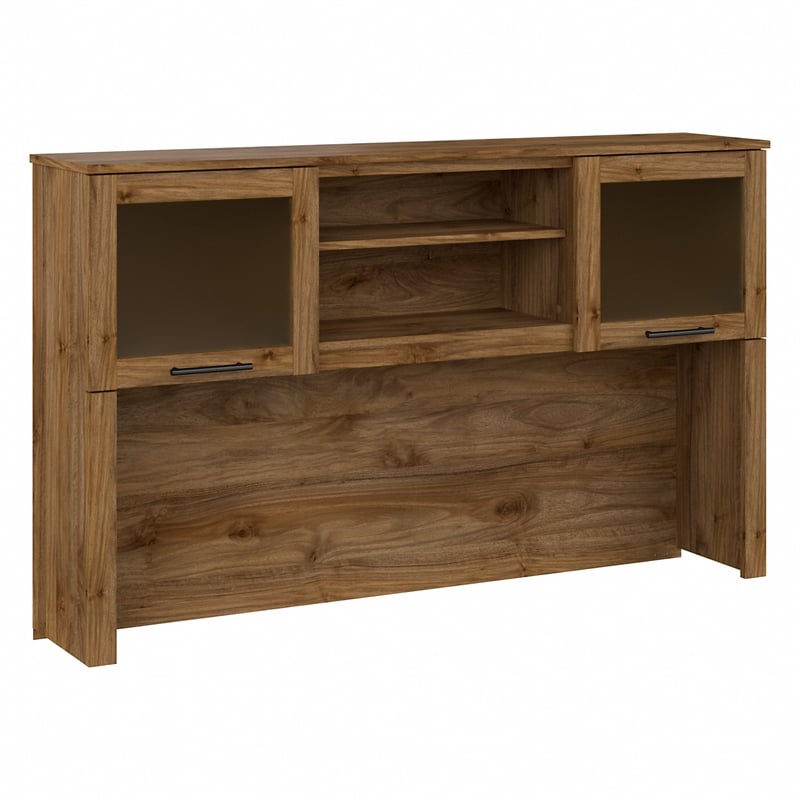Pemberly Row 60W Desk Hutch in Fresh Walnut - Engineered Wood