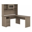 Pemberly Row 60W L Shaped Computer Desk with Hutch in Ash Gray - Engineered Wood