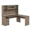 Pemberly Row 72W L Shaped Computer Desk with Hutch in Ash Gray - Engineered Wood