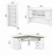 Pemberly Row L Desk with Hutch and Bookcase in White and Gray - Engineered Wood