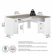 Pemberly Row 60W L Shaped Desk in Pure White and Shiplap Gray - Engineered Wood