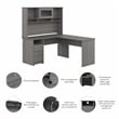 Pemberly Row Engineered Wood 60W L Shaped Desk with Hutch and Drawers - Gray