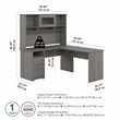 Pemberly Row Engineered Wood 60W L Shaped Desk with Hutch and Drawers - Gray