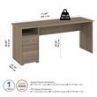 Pemberly Row 72W Computer Desk with Drawers in Ash Gray - Engineered Wood