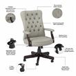 Pemberly Row High Back Fabric Office Chair with Arms in Light Gray