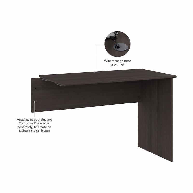 Pemberly Row Modern Desk Return in Heather Gray - Engineered Wood