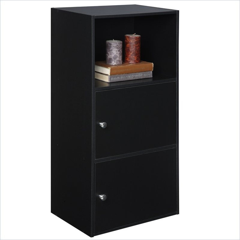 Pemberly Row Contemporary 2 Door Cabinet in Black Wood Finish