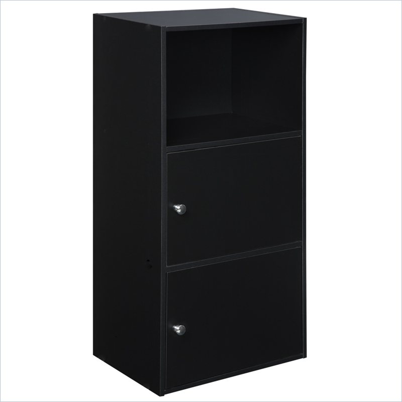 Pemberly Row Contemporary 2 Door Cabinet in Black Wood Finish