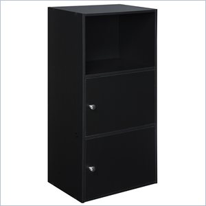 Pemberly Row Contemporary 2 Door Cabinet in Black Wood Finish
