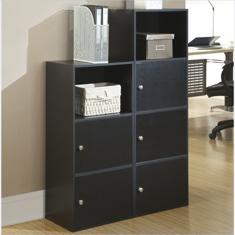 Pemberly Row Contemporary 2 Door Cabinet in Black Wood Finish