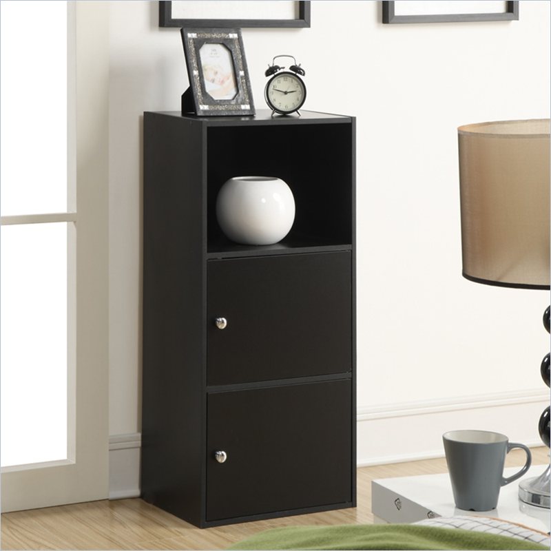 Pemberly Row Contemporary 2 Door Cabinet in Black Wood Finish