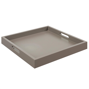 Pemberly Row Contemporary Tray in Gray Wood Finish with Handles
