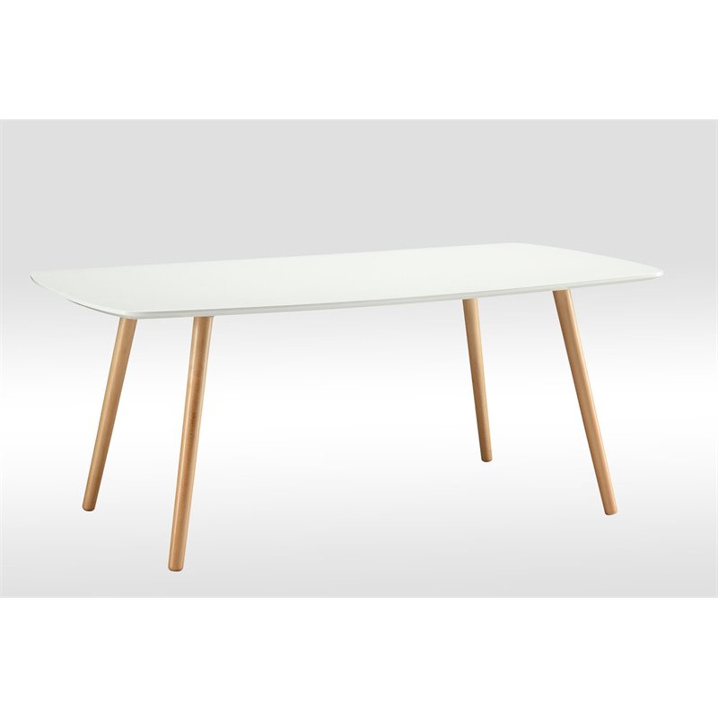 Pemberly Row Modern Rectangular Coffee Table in White Wood Finish