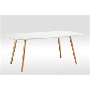 Pemberly Row Modern Rectangular Coffee Table in White Wood Finish