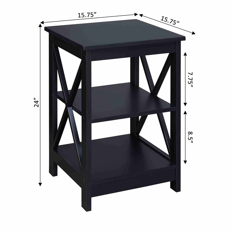 Pemberly Row Contemporary Square End Table in Black Wood Finish
