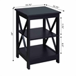 Pemberly Row Contemporary Square End Table in Black Wood Finish