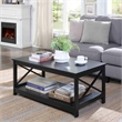 Pemberly Row Modern Coffee Table with Shelf in Black Wood Finish