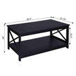 Pemberly Row Modern Coffee Table with Shelf in Black Wood Finish