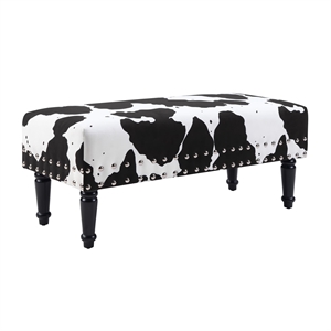 Pemberly Row Faux Leather Multi-Color Cowhide Bench with Nailheads