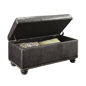 Pemberly Row Modern / Contemporary Ottoman in Espresso Faux Leather