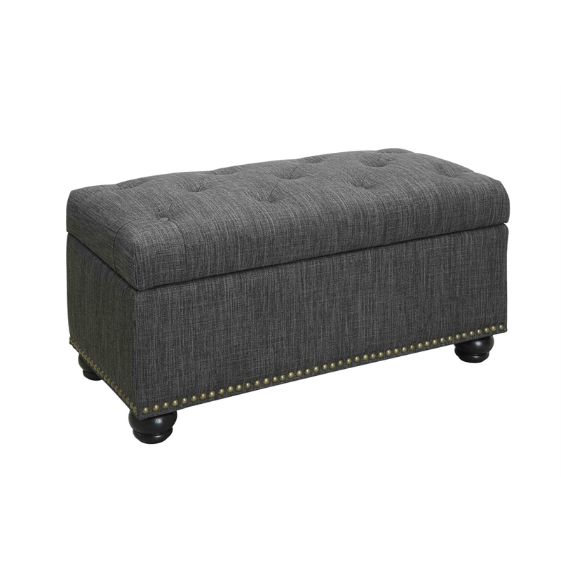 Pemberly Row Modern / Contemporary Ottoman in Black Faux Leather