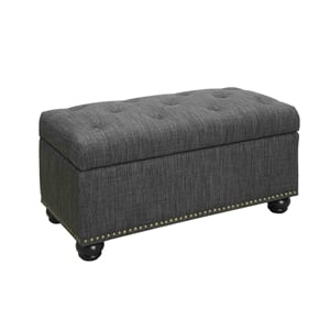 Pemberly Row Modern / Contemporary Ottoman in Black Faux Leather