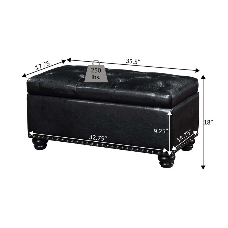 Pemberly Row Modern / Contemporary Ottoman in Black Faux Leather