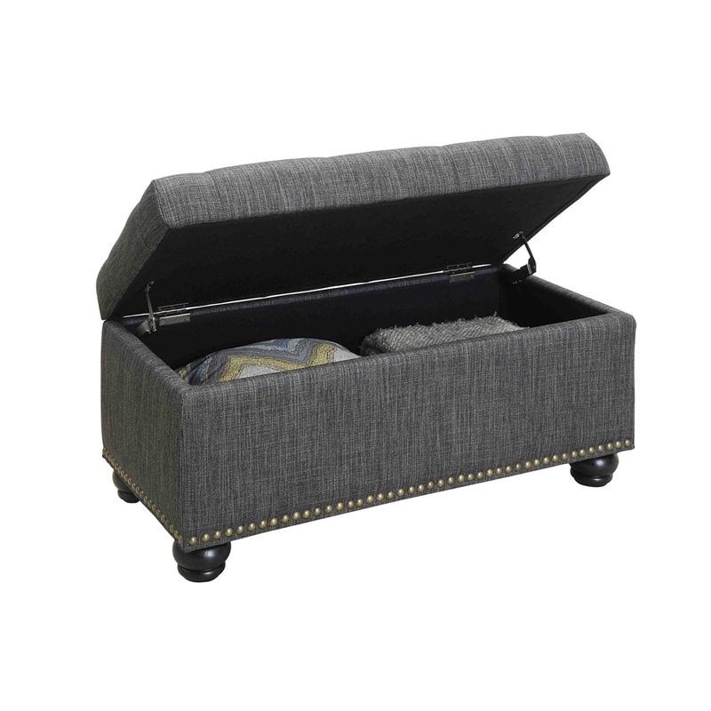 Pemberly Row Modern / Contemporary Ottoman in Black Faux Leather