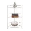 Pemberly Row Modern Corner Plant Stand in White Metal Frame Finish