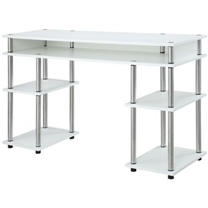 Pemberly Row Modern / Contemporary Writing Desk in White Wood Finish