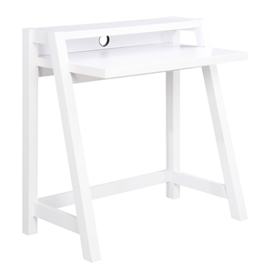 Pemberly Row Modern / Contemporary Writing Desk in White Wood Finish