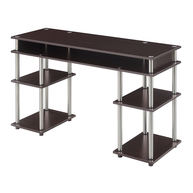 Pemberly Row Contemporary Writing Desk in Espresso Wood Finish