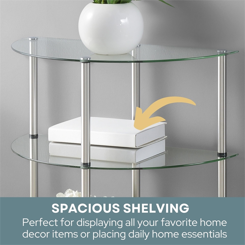 Pemberly Row Contemporary Three-Tier Clear Glass Accent Table