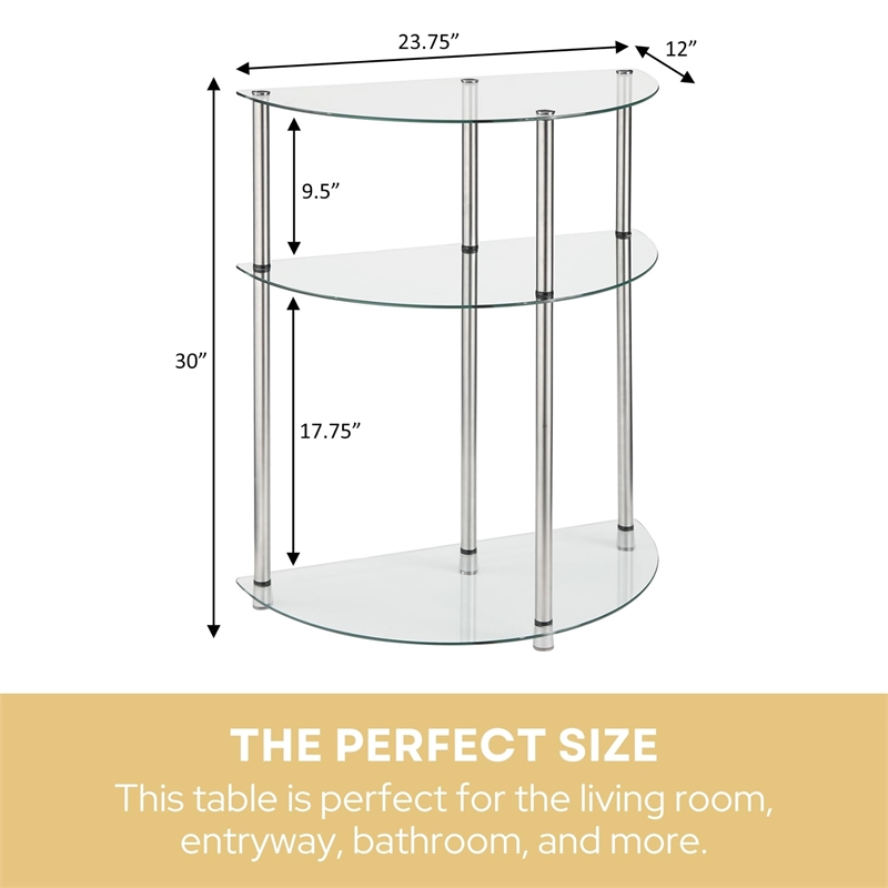 Pemberly Row Contemporary Three-Tier Clear Glass Accent Table