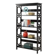 Pemberly Row Modern Four-Shelf Bookcase in Black Wood Finish