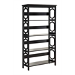 Pemberly Row Modern Four-Shelf Bookcase in Black Wood Finish