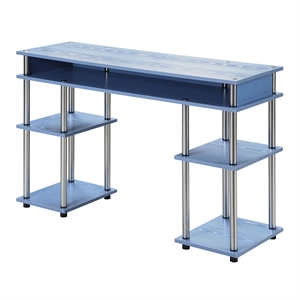 Pemberly Row Modern No-Tools Student Desk in Blue Wood Finish